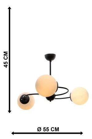 Wendekreis 3. Schwarz-weißer Glas-Kronleuchter BEG1013BEG03 - 7