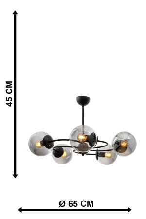 Wendekreis 5. Kronleuchter aus schwarzem Rauchglas BEG1013BEG05 - 6