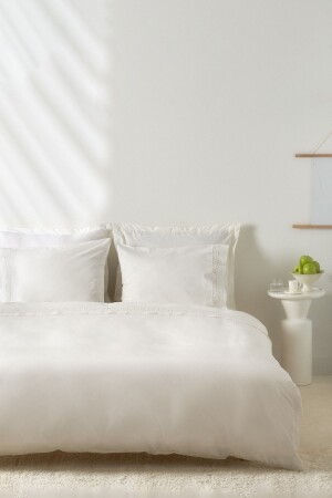 White Collection Mia Lace Doppelbett-Bettbezug-Set, Weiß, 200. 22. 04. 0002 - Karaca Home