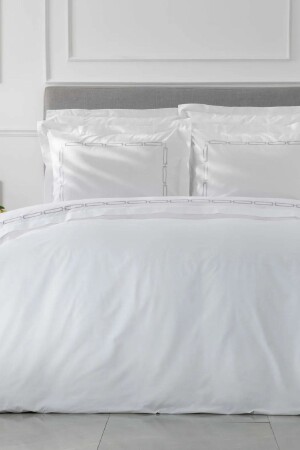 White Collection Oriane Gri Nakışlı Percale Çift Kişilik Nevresim Takımı 200.20.01.0105 - 1