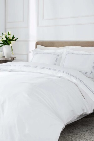 White Collection Oriane Gri Nakışlı Percale Çift Kişilik Nevresim Takımı 200.20.01.0105 - 3