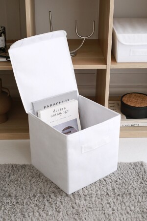 White Covered In-Cabinet Laundry Toy Organizer Folding Storage Box 28x28x28 BKKPK - 2