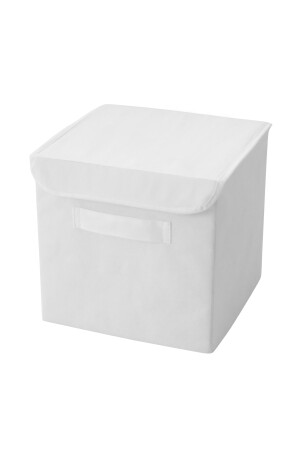 White Covered In-Cabinet Laundry Toy Organizer Folding Storage Box 28x28x28 BKKPK - 6