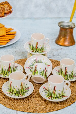 White Daisy Keramik-Kaffeetasse für 6 Personen, weißes Gänseblümchen - 1