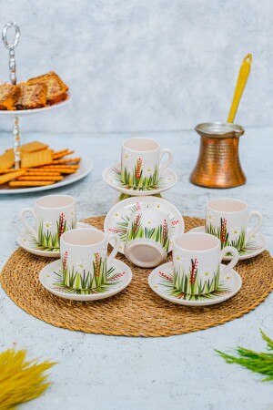 White Daisy Keramik-Kaffeetasse für 6 Personen, weißes Gänseblümchen - 4