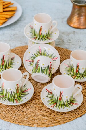 White Daisy Keramik-Kaffeetasse für 6 Personen, weißes Gänseblümchen - 6