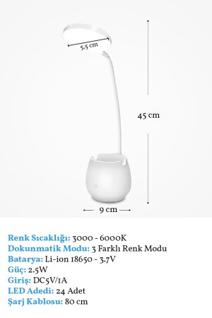 Wiederaufladbare 24-LED-Studien-Leseleuchte, abgestufte Schreibtischlampe, einstellbarer Farbton und Helligkeit TYC00393751329 - 7