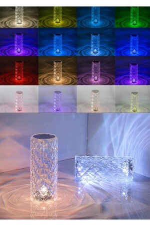 Wiederaufladbare Kristall-Tischlampe, LED-Lampenschirm, Touch + Fernbedienung RGBW, Modell KMT-2 - 9