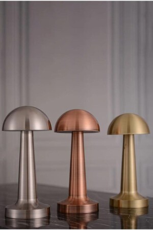 Wiederaufladbare Retro-Tischlampe Modell Mushroom mit Dimmer Roségold - 5