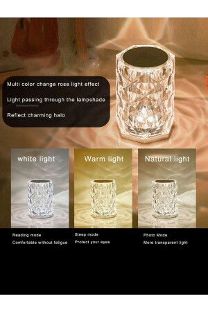 Wiederaufladbare Rose Crystal Diamond Tischlampe Touch 3 Farbwechsel Romantisches Acryl-LED-Nachtlicht TYC00680655904 - 5