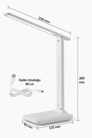 Wiederaufladbare Tischlampe, 3-Farben-Touchscreen mit Telefonständer, Stufenarbeit, Leselicht, Nachtlicht, 9 W - 6