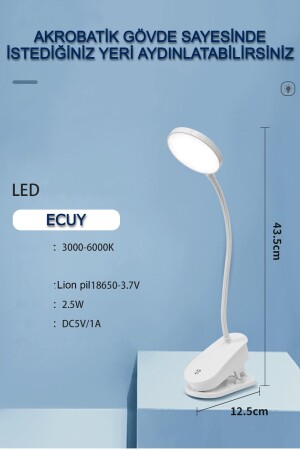 Wiederaufladbare Touch-Latch-Lese-/Studientischlampe mit 24 LEDs, 3 verschiedenen Lichtern mit verstellbaren Klemmen - 6