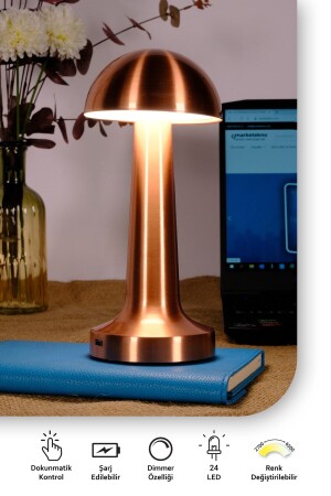 Wiederaufladbare Touch-LED-Schreibtischlampe, einstellbarer Farbton, Leselicht, Pilz-Nachtlicht AF11-0029 - 2