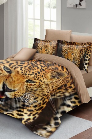 Wild Tiger Doppelbett-Bettbezug-Set, 3D-Baumwollsatin, monohome2532 - 2