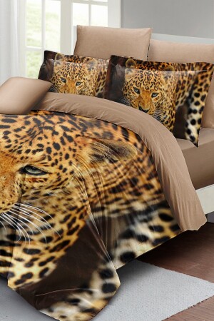 Wild Tiger Doppelbett-Bettbezug-Set, 3D-Baumwollsatin, monohome2532 - 3