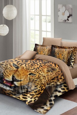 Wild Tiger Doppelbett-Bettbezug-Set, 3D-Baumwollsatin, monohome2532 - 1