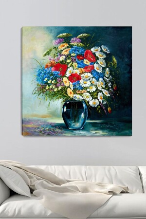 Wildblumen-Leinwandgemälde 100 x 100 cm KRÇÇKLRİ018 - 3