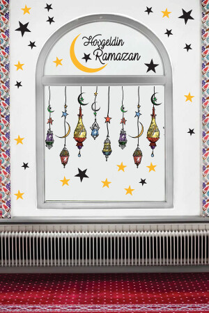 Willkommen Ramadan bunte Laterne Anhänger Lampe Glas Wanddekoration Aufkleber Set – Ramadan Ornament Eid Ornament - 5