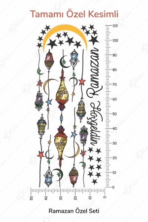 Willkommen Ramadan bunte Laterne Anhänger Lampe Glas Wanddekoration Aufkleber Set – Ramadan Ornament Eid Ornament - 6