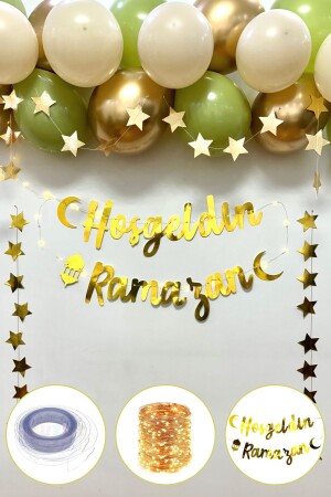 Willkommen Ramadan geschrieben 17-teiliges Ornament-Set 11 Monate Sultan Feast LED beleuchtete Beschriftung Ballonkette alle Altersgruppen - 2