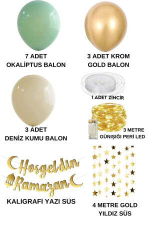 Willkommen Ramadan geschrieben 17-teiliges Ornament-Set 11 Monate Sultan Feast LED beleuchtete Beschriftung Ballonkette alle Altersgruppen - 4