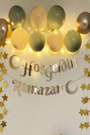 Willkommen Ramadan geschrieben 17-teiliges Ornament-Set 11 Monate Sultan Feast LED beleuchtete Schriftzug Ballonkette - 2