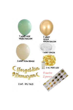 Willkommen Ramadan geschrieben 17-teiliges Ornament-Set 11 Monate Sultan Feast LED beleuchtete Schriftzug Ballonkette - 2