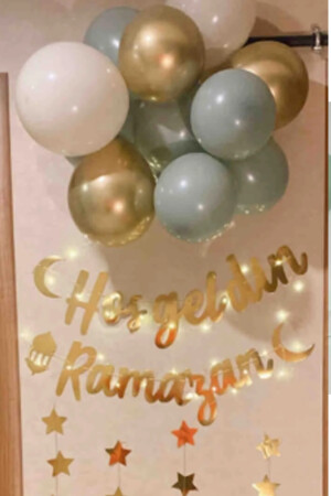 Willkommen Ramadan geschrieben 17-teiliges Ornament-Set 11 Monate Sultan Feast LED beleuchtete Schriftzug Ballonkette - 5