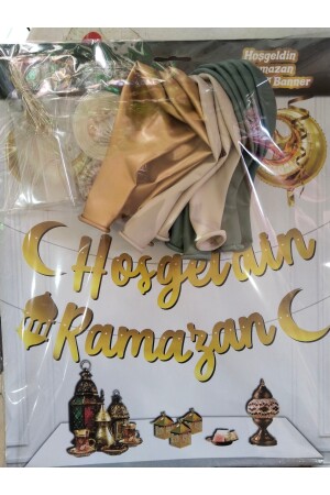 Willkommen Ramadan Gold Kalligraphie Schriftzug Led Kette Ballon Eid al-Fitr Raumdekoration Set - 3