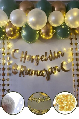 Willkommen Ramadan Gold Schriftzug LED-Kette Ballon-Set Sultan von 11 Monaten Eid al-Fitr Raumdekorationsset - 1