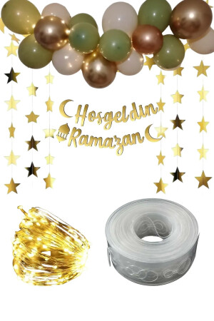 Willkommen Ramadan Gold Schriftzug LED-Kette Ballon-Set Sultan von 11 Monaten Eid al-Fitr Raumdekorationsset - 1