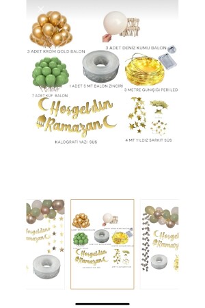 Willkommen Ramadan Gold Schriftzug LED-Kette Ballon-Set Sultan von 11 Monaten Eid al-Fitr Raumdekorationsset - 3