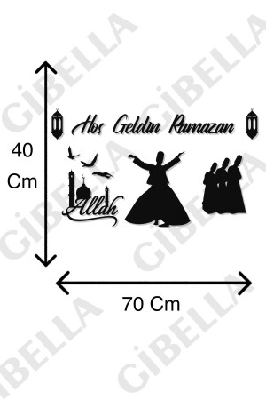 Willkommen Ramadan, lasergeschnittenes schwarzes Wanddekorationsprodukt, Wandornament, Wohnzimmerdekoration, Geschenk, Gemälde, 40 x 70 - 4