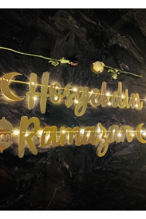 Willkommen Ramadan Schriftzug Gold Kalligraphie Led Raumdekoration Fee Led - 1