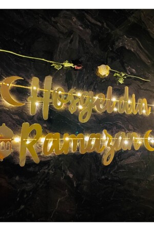 Willkommen Ramadan Schriftzug Gold Kalligraphie Led Raumdekoration Fee Led - 2