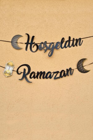 Willkommen Ramadan, schwarzes Kalligraphie-Banner, Ramadan-Ornament an einer Schnur - 2