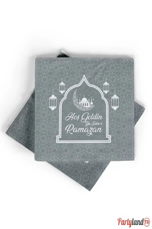 Willkommen Ramadan Silberfarbene Papierserviette 20 Stück - 2