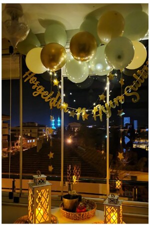 Willkommen, Sultan von 11 Monaten, Gold-Schriftzug, LED-Kette, Luftballon-Set, Dekoration, Ya City, Ramadan, Raum- und Veranstaltungsortdekoration - 3