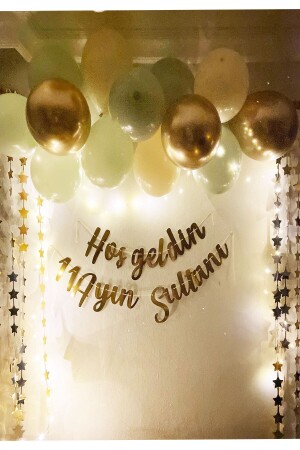 Willkommen, Sultan von 11 Monaten, Gold-Schriftzug, LED-Kette, Luftballon-Set, Dekoration, Ya City, Ramadan, Raum- und Veranstaltungsortdekoration - 5