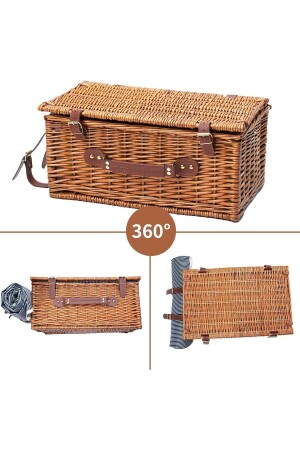 Willow Basket Picknickkorb für 4 Personen mit isoliertem Kühlfach und wasserdichten Decken - 3