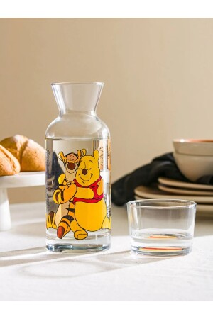 Winnie The Pooh Baskılı Bardak Kapaklı Cam Sürahi 700 Ml SHG-LCWHOME1249 - 2