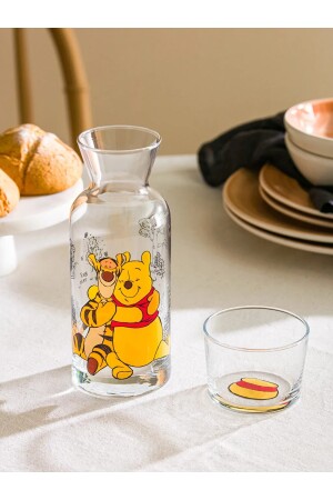 Winnie The Pooh Baskılı Bardak Kapaklı Cam Sürahi 700 Ml SHG-LCWHOME1249 - 3