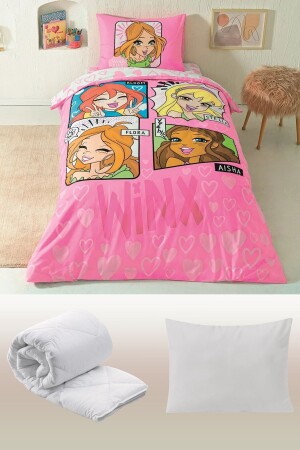 Winx Girls Club Lisanslı Tek Kişilik Kız Çocuk Uyku Seti 5 Parça %100 Pamuk - Taç