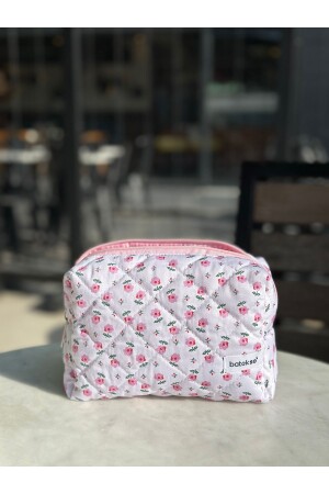 Winzige Make-up-Tasche mit rosa Blumenmuster – große Größe - 2