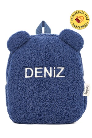 [WIR SCHREIBEN DEN GEWÜNSCHTEN NAMEN MIT STICKEREI] Teddy Marineblauer Kinderrucksack für 0–8 Jahre – Kindergarten - 2