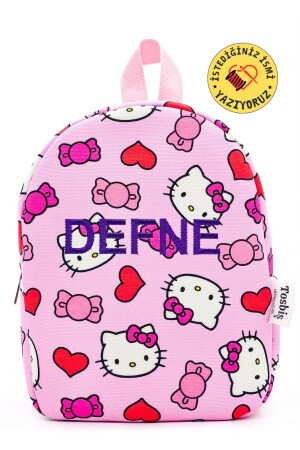 [ WIR SCHREIBEN DEN NAMEN, DEN SIE WOLLEN ] Bow Cats 0-8 Jahre alter Kinderrucksack – Kindergarten – Kindergartentasche - Tosbiş