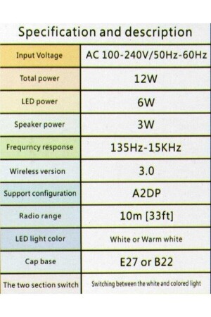 Wj-l2 Bluetooth Hoparlör Led E27 Ampül Beyaz Lamba WJ-L2 - 2