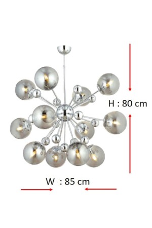 Wohnzimmer-Kronleuchter, großer Flur-Kronleuchter, Rauchglas-Kugel-Kronleuchter, Weltrauchfarben, 12-teilig - 7