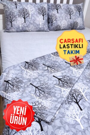 Wood Ağaç Desenli Lastikli Çarşaflı Çift Kişilik Nevresim Takımı cndn-agaçlı-çk - 2