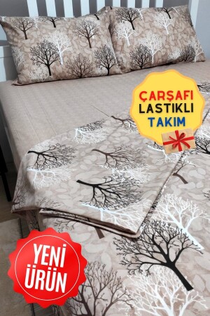 Wood Ağaç Desenli Lastikli Çarşaflı Çift Kişilik Nevresim Takımı cndn-agaçlı-çk - 1